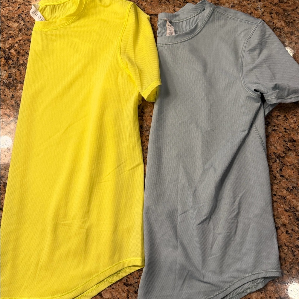 Lulu Lemon 🍋 Neon yellow and blue gray running shirts